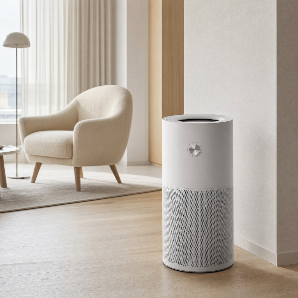Orzennia A4 air purifier in an open-plan living space