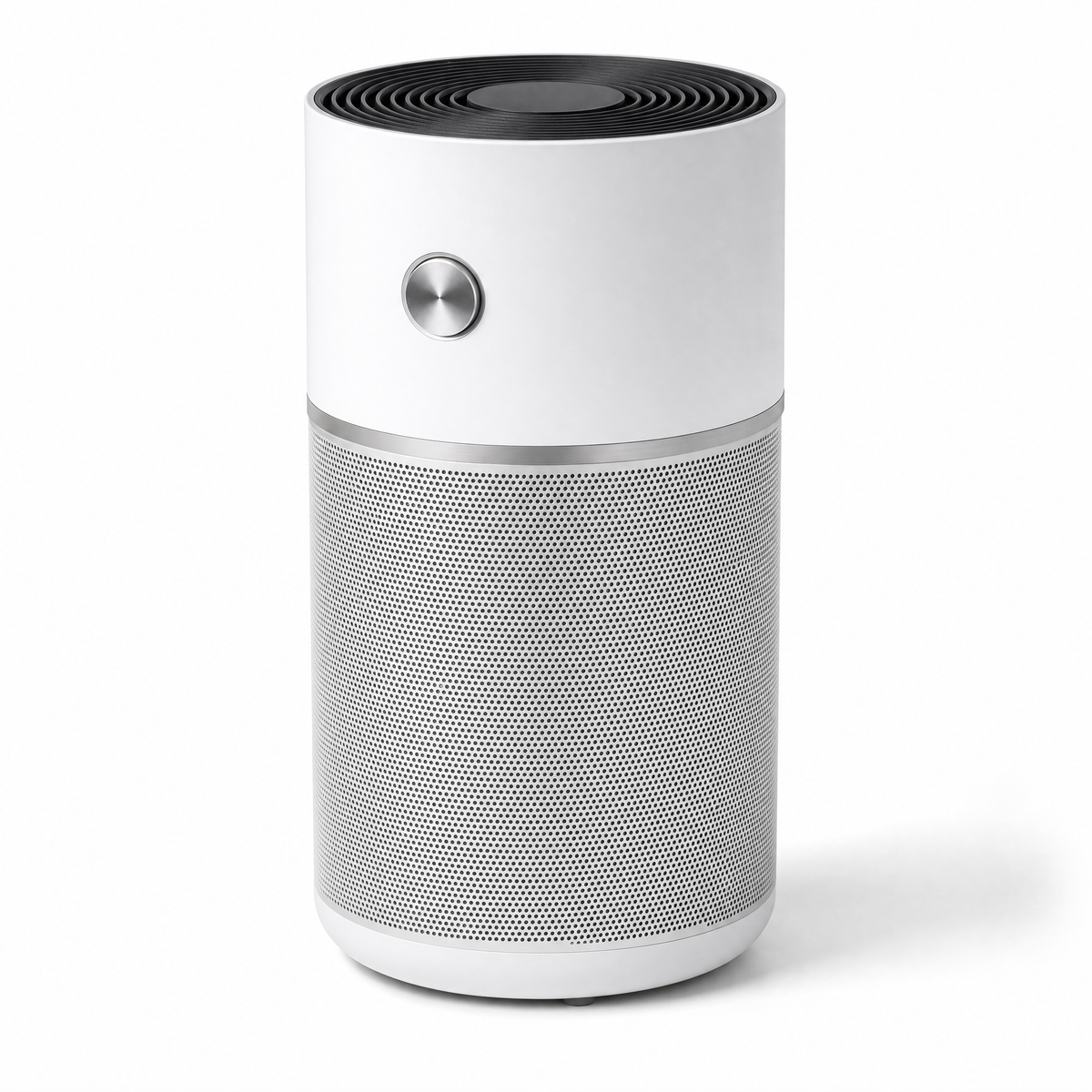 Orzennia A4 air purifier in white, three-quarter view on a white background